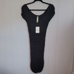 Free People Women's Dress Small Black Fitted Ruffle